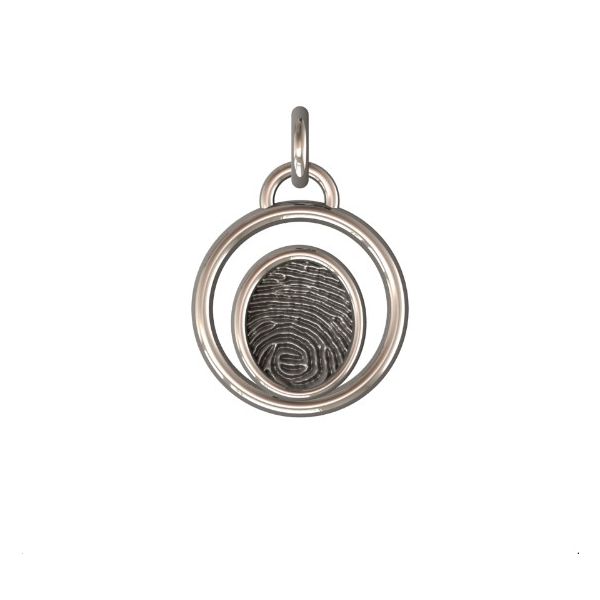 14K White Gold 14mm One-Print Circle Pendant Confer's Jewelers Bellefonte, PA
