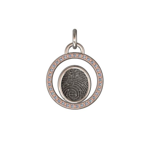 14K White Gold 14mm One-Print With Diamond Circle Halo Pendant Confer’s Jewelers Bellefonte, PA