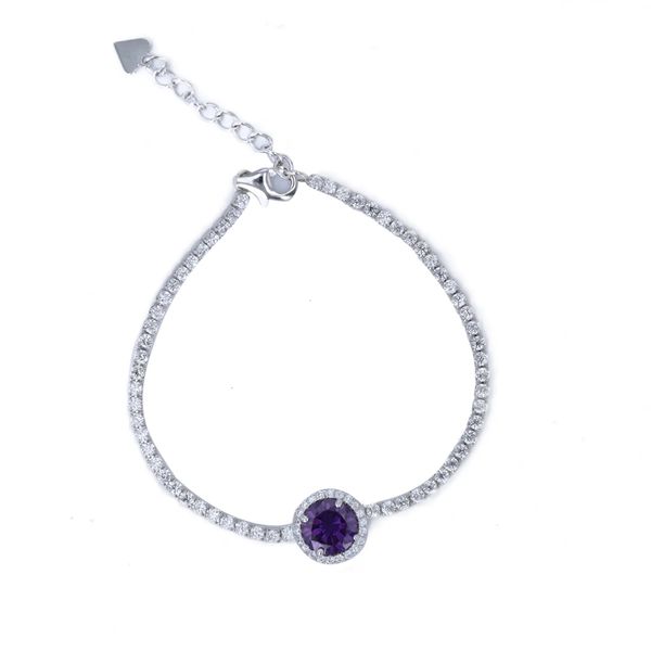 Sterling Silver CZ Bracelet with Amethyst CZ Halo Confer’s Jewelers Bellefonte, PA