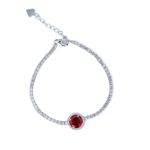 Sterling Silver CZ Bracelet with Ruby CZ Halo Confer’s Jewelers Bellefonte, PA