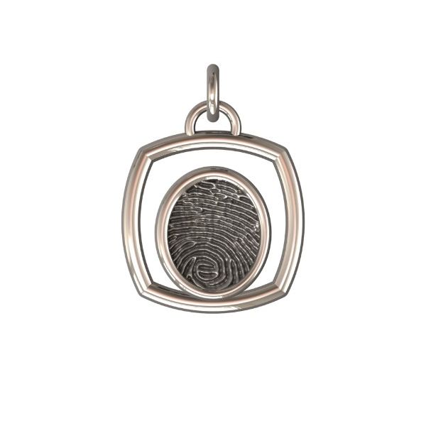 Sterling Silver 17mm One-Print With Square Halo Pendant Confer's Jewelers Bellefonte, PA