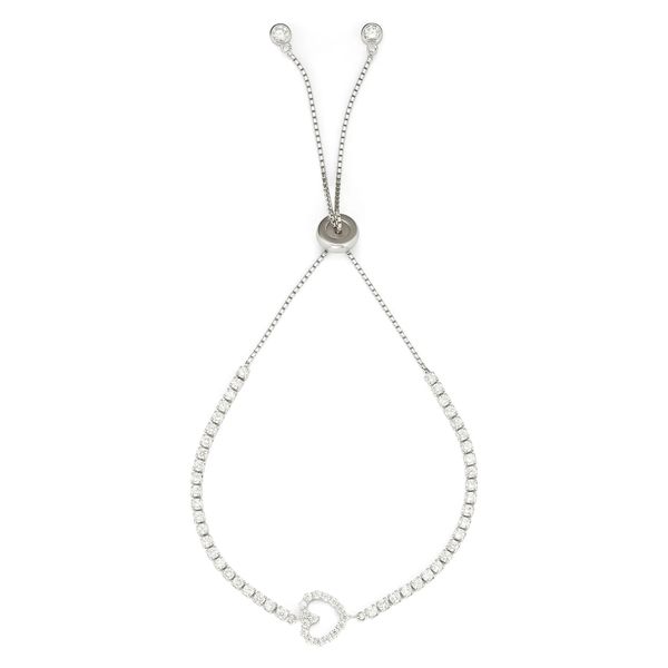 Sterling Silver with Clear CZ Stones and Open Heart Element Drawstring Tennis Bracelet Confer’s Jewelers Bellefonte, PA