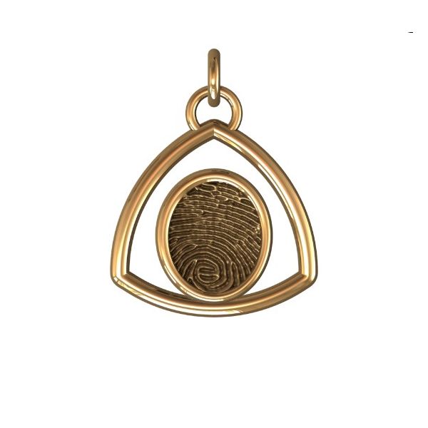 14K Yellow Gold 17mm One-Print With Triangle Halo Pendant Confer's Jewelers Bellefonte, PA