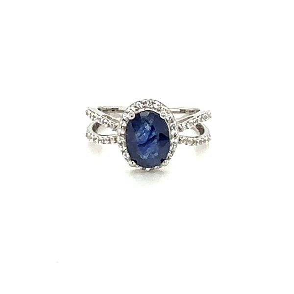 Sterling Silver Blue Sapphire Halo Ring Confer’s Jewelers Bellefonte, PA