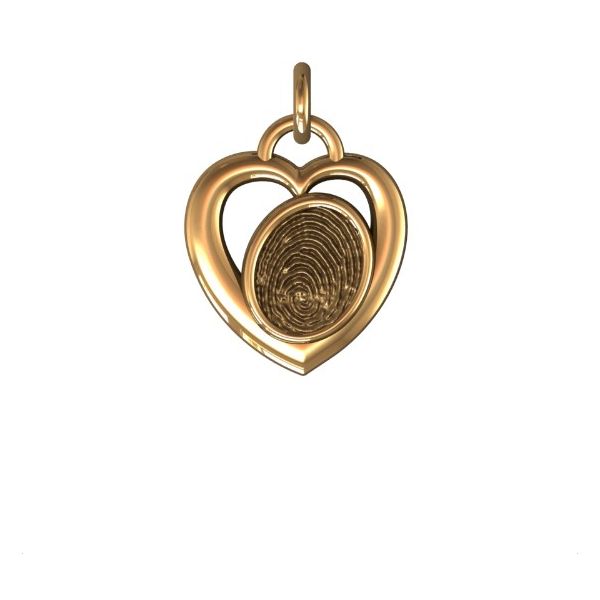 14K Yellow Gold 14mm One-Print With Heart Halo Pendant Confer’s Jewelers Bellefonte, PA