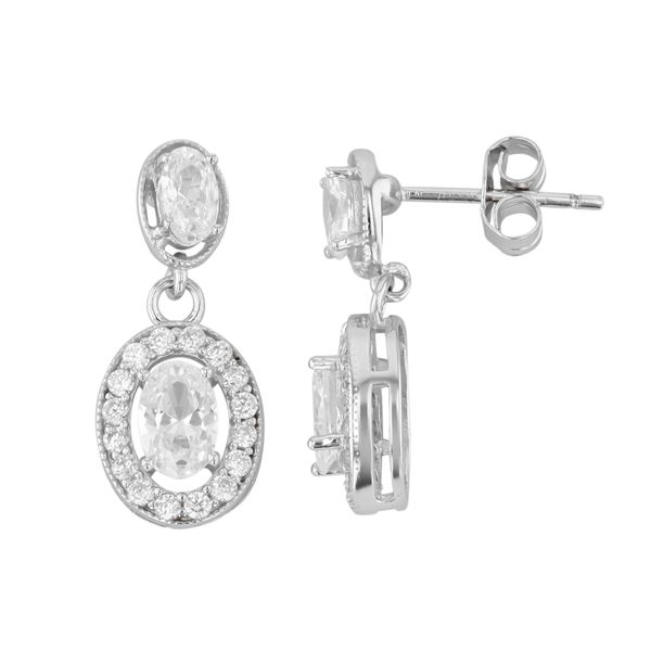 Sterling Silver CZ Oval Dangle Earrings Confer’s Jewelers Bellefonte, PA