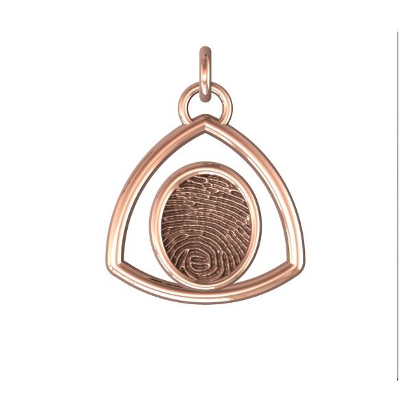 14K Rose Gold 17mm One-Print With Triangle Halo Pendant Confer's Jewelers Bellefonte, PA