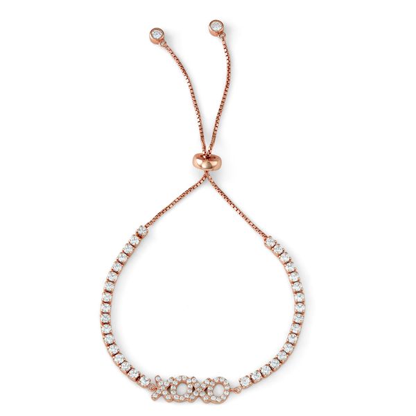 Sterling Silver with Rose Gold Plating and Clear CZ Stones with "XOXO" Element Drawstring Tennis Bracelet Confer's Jewelers Bellefonte, PA