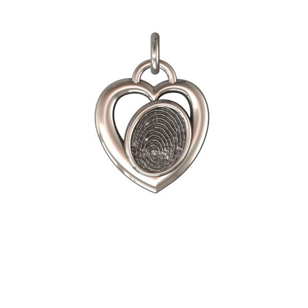 14K White Gold 14mm One-Print With Heart Halo Pendant Confer’s Jewelers Bellefonte, PA