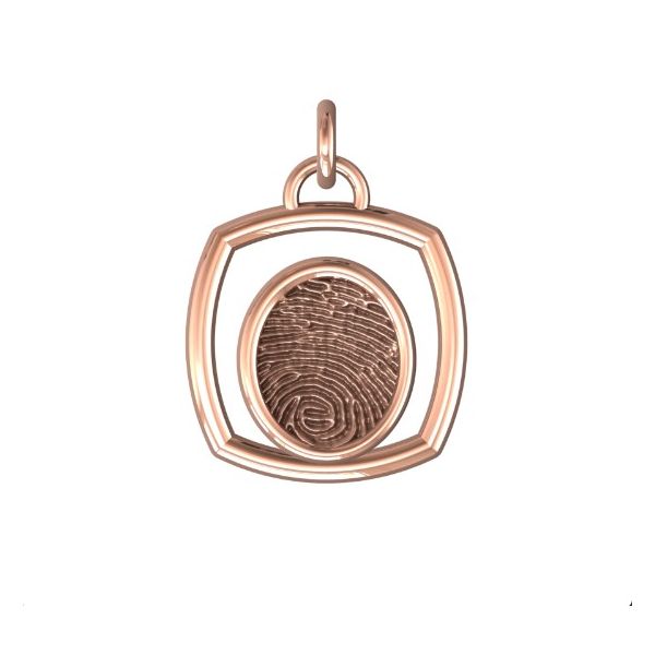 14K Rose Gold 17mm One-Print With Square Halo Pendant Confer's Jewelers Bellefonte, PA
