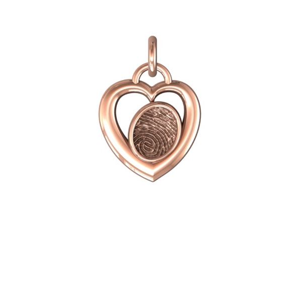 14K Rose Gold 11mm One-Print With Heart Halo Pendant Confer's Jewelers Bellefonte, PA