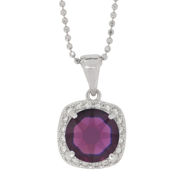 Sterling Silver Purple Crystal Halo Necklace Confer's Jewelers Bellefonte, PA