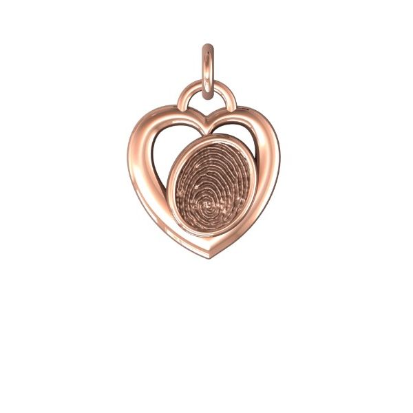 14K Rose Gold 14mm One-Print With Heart Halo Pendant Confer's Jewelers Bellefonte, PA