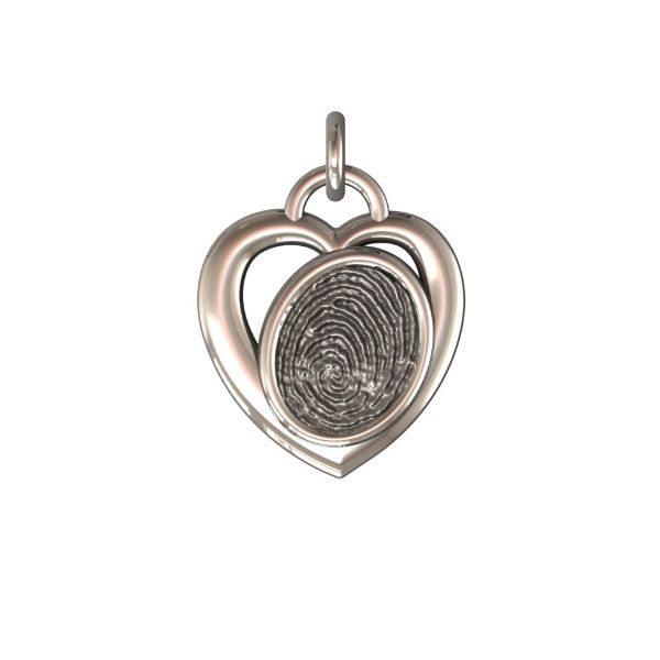 14K White Gold 17mm One-Print With Heart Halo Pendant Confer's Jewelers Bellefonte, PA