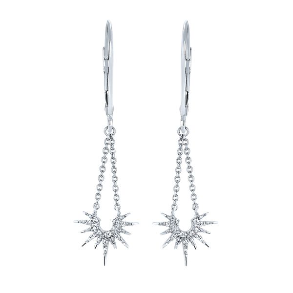 Sterling Silver .04Ct Diamond Sunburst Dangle Earrings Confer’s Jewelers Bellefonte, PA