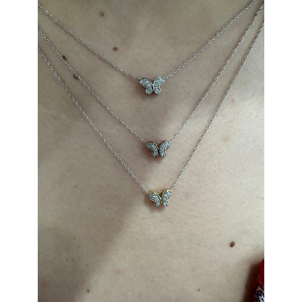 Rose Gold and Diamond Butterfly Necklace And Earring Set Image 2 Confer’s Jewelers Bellefonte, PA