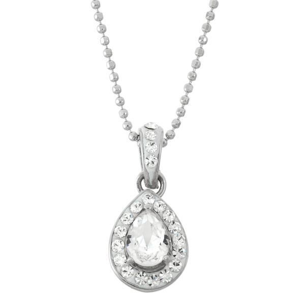 Sterling Silver Pear Shaped Crystal Pendant Confer's Jewelers Bellefonte, PA