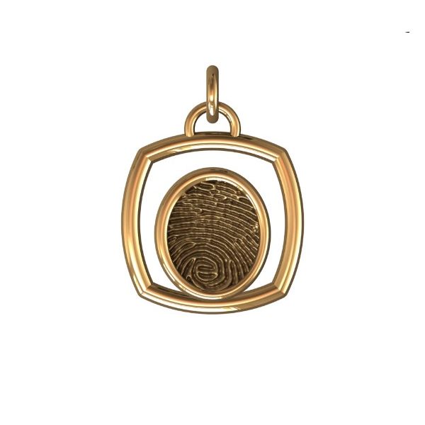 14K Yellow Gold 17mm One-Print With Square Halo Pendant Confer's Jewelers Bellefonte, PA