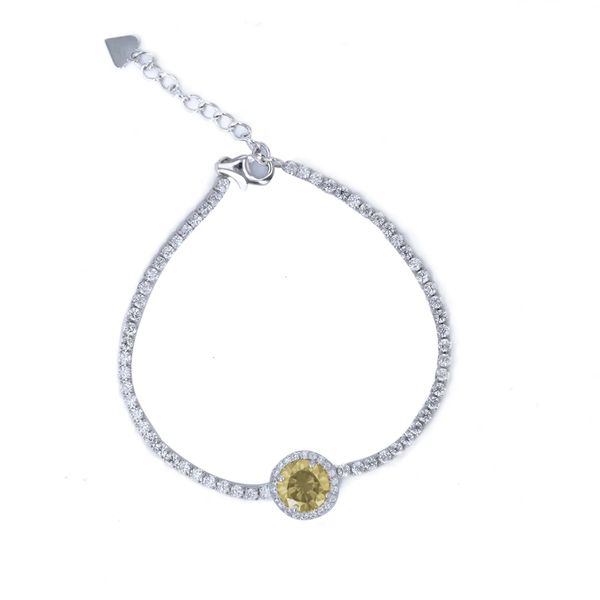 Sterling Silver CZ Bracelet with Champagne CZ Halo Confer’s Jewelers Bellefonte, PA