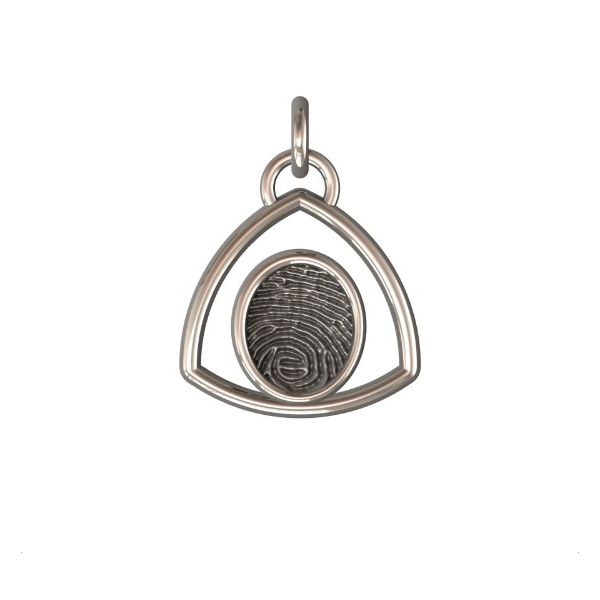 14K White Gold 14mm One-Print With Triangle Halo Pendant Confer’s Jewelers Bellefonte, PA