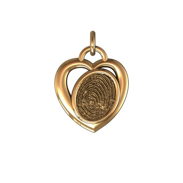 14K Yellow Gold 17mm One-Print With Heart Halo Pendant Confer's Jewelers Bellefonte, PA