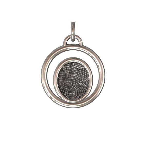 14K White Gold 17mm One-Print Circle Pendant Confer’s Jewelers Bellefonte, PA