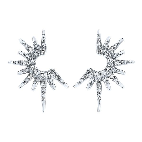 14 Karat White Gold .06Ctw Diamond Sunburst Stud Earrings Confer’s Jewelers Bellefonte, PA