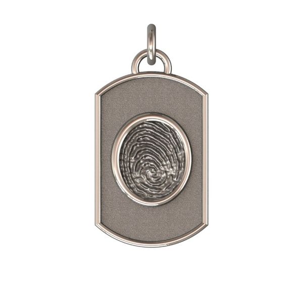14K White Gold 17mm One-Print Dog Tag Pendant Confer's Jewelers Bellefonte, PA