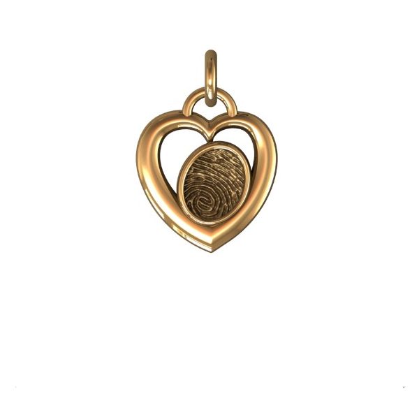 14K Yellow Gold 11mm One-Print With Heart Halo Pendant Confer’s Jewelers Bellefonte, PA