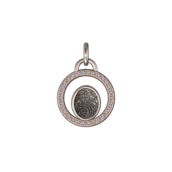 14K White Gold 11mm One-Print With Diamond Circle Halo Pendant Confer’s Jewelers Bellefonte, PA