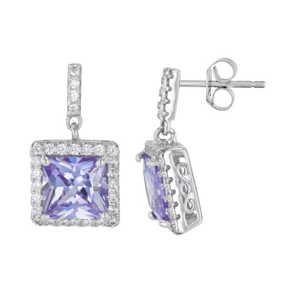 Sterling Silver Rectangle Halo CZ Earrings Confer’s Jewelers Bellefonte, PA