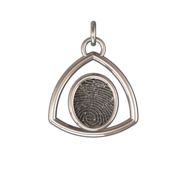 14K White Gold 17mm One-Print With Triangle Halo Pendant Confer's Jewelers Bellefonte, PA