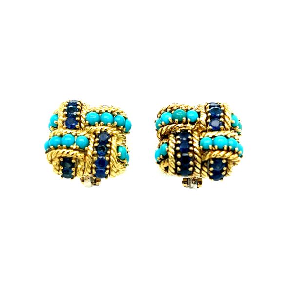 18KY 1960s Tiffany & Co Turq. & Saph Earrings similar item image