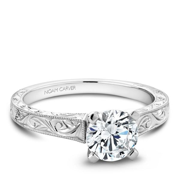 Round Solitaire Diamond Engraved Engagement Ring Cottage Hill Diamonds Elmhurst, IL