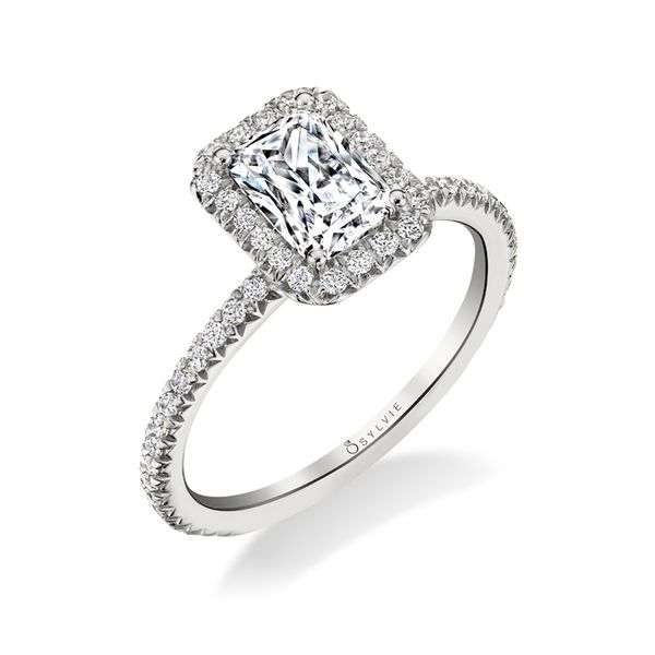 Luxe Pave White Gold Square Halo Ring | Plum Diamonds