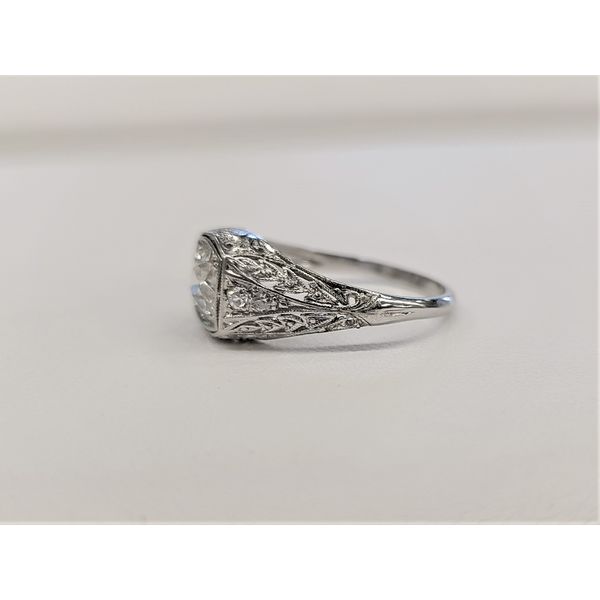 Platinum Antique Filigree Diamond Engagement Ring Image 2 Cowardin's Jewelers Richmond, VA