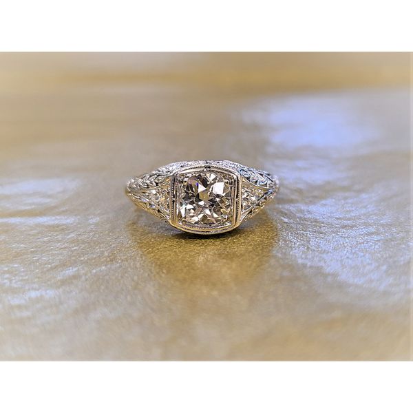 Platinum Antique Filigree Diamond Engagement Ring Cowardin's Jewelers Richmond, VA