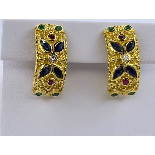 18K Multi Gemstone Earrings Cowardin's Jewelers Richmond, VA