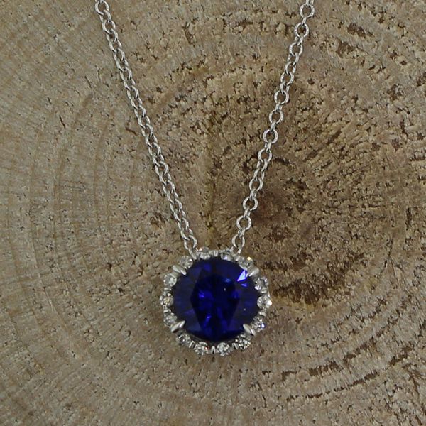 Lab Grown Blue Sapphire and Diamond Necklace Darrah Cooper, Inc. Lake Placid, NY