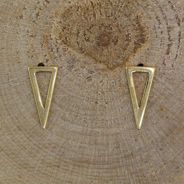 Yellow Gold Open Triangle Stud Earrings Darrah Cooper, Inc. Lake Placid, NY