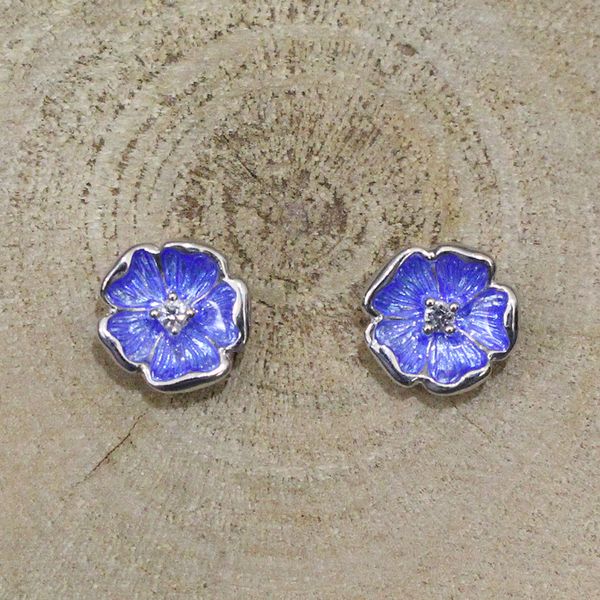 Blue Enamel Flower Earrings Darrah Cooper, Inc. Lake Placid, NY