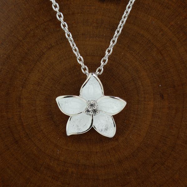 White Enamel Flower Necklace Darrah Cooper, Inc. Lake Placid, NY
