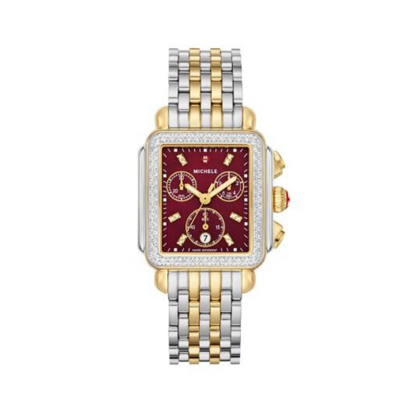 Michele watch Deco Mid Two-Tone Ruby Red watch