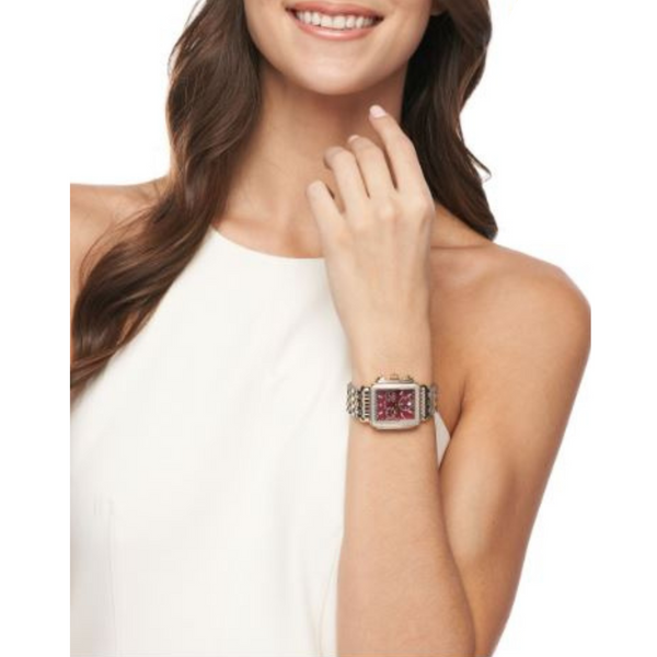 Michele watch Deco Mid Two-Tone Ruby Red watch