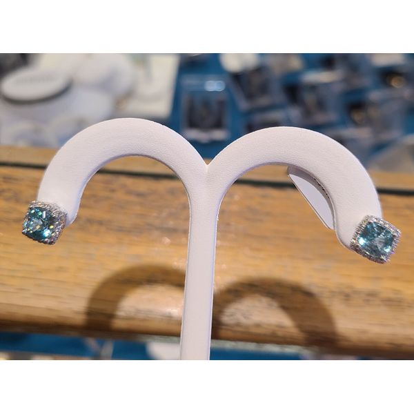 Blue Zircon and Diamond Earrings DJ's Jewelry Woodland, CA