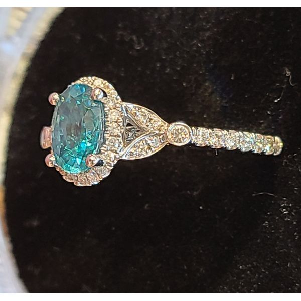 Blue Zircon and Diamond Ring Image 2 DJ's Jewelry Woodland, CA