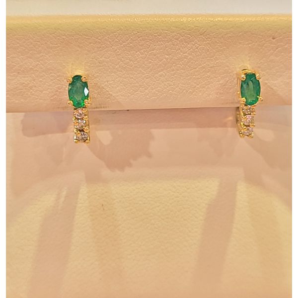 Emerald and Diamond Earrings Image 2 DJ's Jewelry Woodland, CA