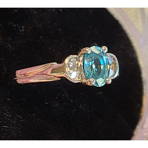 Blue Zircon and Diamond Ring Image 2 DJ's Jewelry Woodland, CA