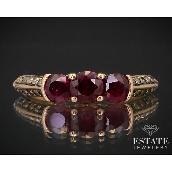 Estate 14k Strawberry Gold LeVian Natural Ruby & Diamond Ring 3.3g i13775 Estate Jewelers Toledo, OH