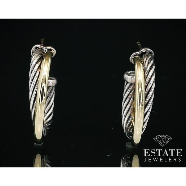 18k & Sterling David Yurman Crossover Cable Hoop Earrings 6.3g i13910 Image 2 Estate Jewelers Toledo, OH